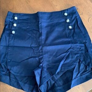High waisted navy blue shorts